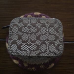 COACH Triple Pill Case Small Brown Signature C's With Brown Trim 